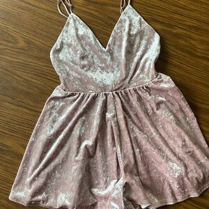 Forever 21 Pink Mini Velvet Romper with Spaghetti Straps